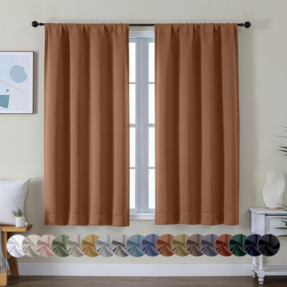 Simplebrand Ava Sage Green Blackout Curtains for Bedroom 63 Inch Length 2 Panels Set, Solid Thermal Insulated Energy Saving Rod Pocket Window Treatment Curtains Blackout Drapes, W40 x L63 Inch, Sage - Colors A