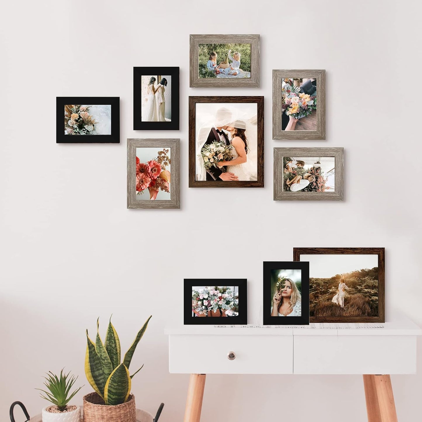 LUCKYLIFE Picture Frames Collage Wall Decor 10-Pack, Gallery Wall Frame Set with 8x10 5x7 4x6 Frames in 3 Different Finishes
