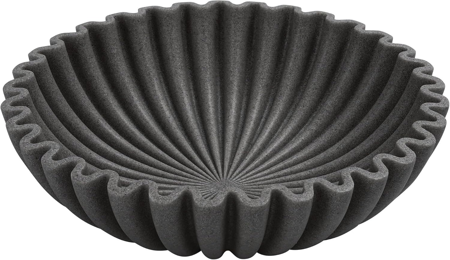 YMXYJM Large Decorative Bowl, Modern Handicraft Bowls for Home Decor, Fruit Bowl for Kitchen Counter, Ruffle Decor, Stylish Key Bowl for Entry Table, Artificial Stone Beige