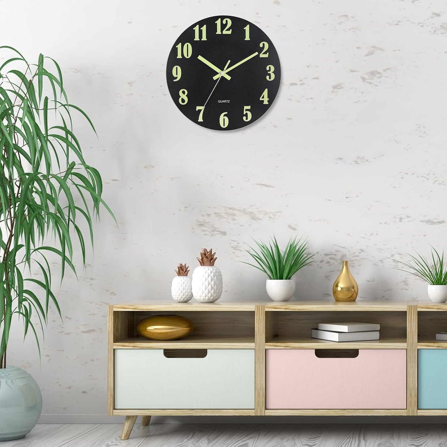 HZDHCLH Wall Clocks Battery Operated,12 inch Silent Non Ticking Modern Wall Clock for Living Room Bedroom Kitchen Office Classroom Decor (Olive Green and Gold)