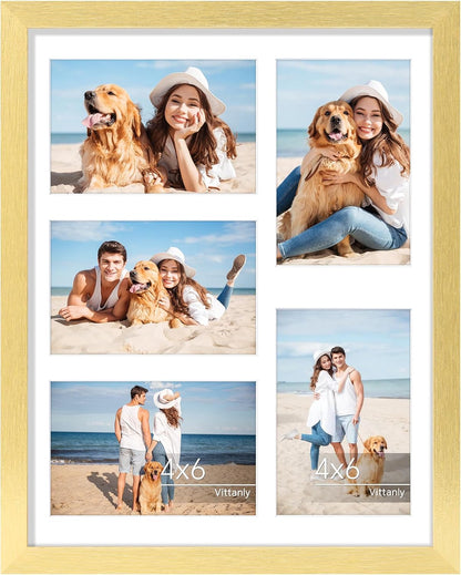 Vittanly 11x14 Collage Picture Frame, Displays 5Pcs 4x6 Pictures with Mat or 1Pcs 11x14 without Mat for Wall Mounting, Picture Frames Collage Wall Decor in Black, 1 Pack
