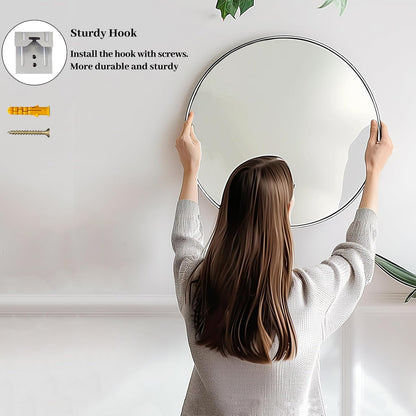 Sunniry Black Round Mirror, Round Mirror 24 inch, Black Circle Mirrors Matte Metal Frame, Wall Mounted Mirrors for Living Room, Bathroom, Wall, Entryway.
