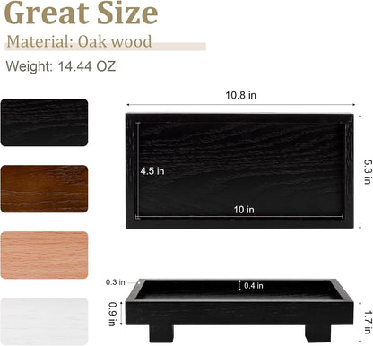 Decorative Tray Small Pedestal Stand Farmhouse Bathroom Decor Wooden Riser Display Stand for Vanity, Kitchen Countertop, Sink, 9.4 * 4.7 White