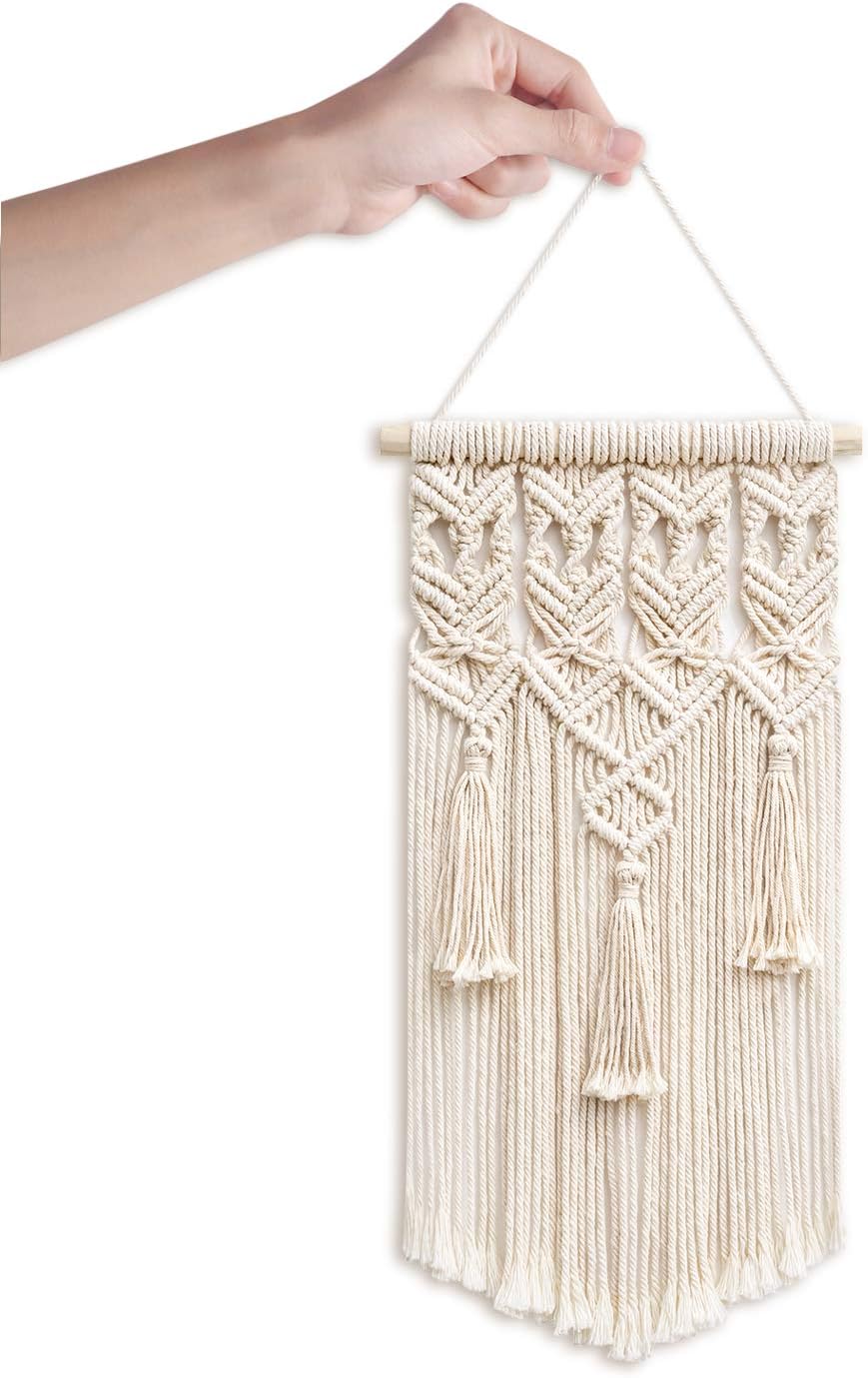 Mkono 2 Pcs Macrame Woven Wall Hanging Boho Chic Geometric Art Decor - Beautiful Bedroom Nursery Apartment Home Decoration, Gift for Girls Adults Birthday Christmas, 28" L x 13" W