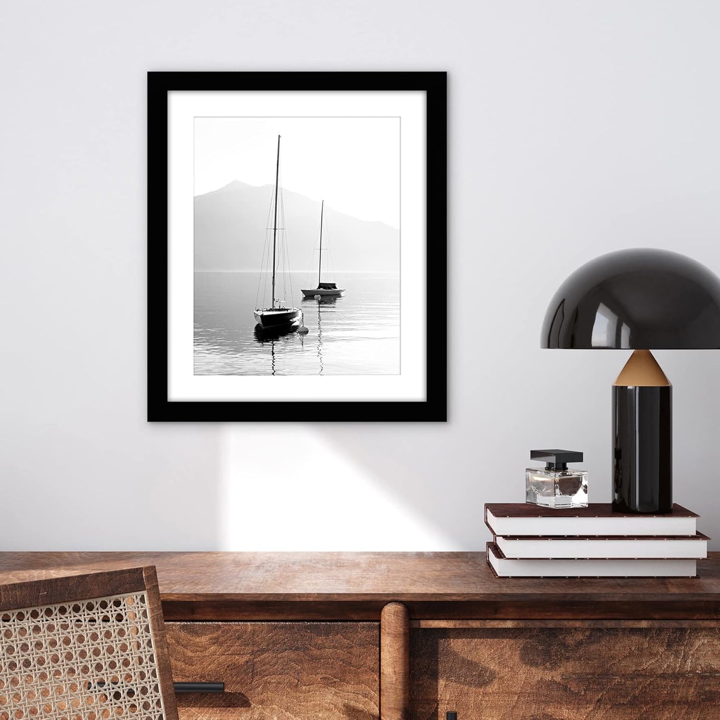 Americanflat 8x10 Picture Frame with Shatter-Resistant Glass - Use as 5x7 Frame with Mat or Display 8x10 Photo Without Mat - Signature Collection - Picture Frames for Tabletop and Wall Display - Black