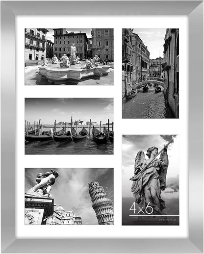 Americanflat 4x6 Collage Picture Frame with Shatter-Resistant Glass - Fits Five 4x6 Photos or Use as One 11x14 Picture Frame - Signature Collection - Collage Frames for Wall Display - Black