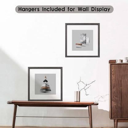 MUYE 11x14 Floating Frame Set of 2,Double Glass Rustic Frame,Display Any Size Photo up to 11x14,Wall Mount or Tabletop Standing,Natural