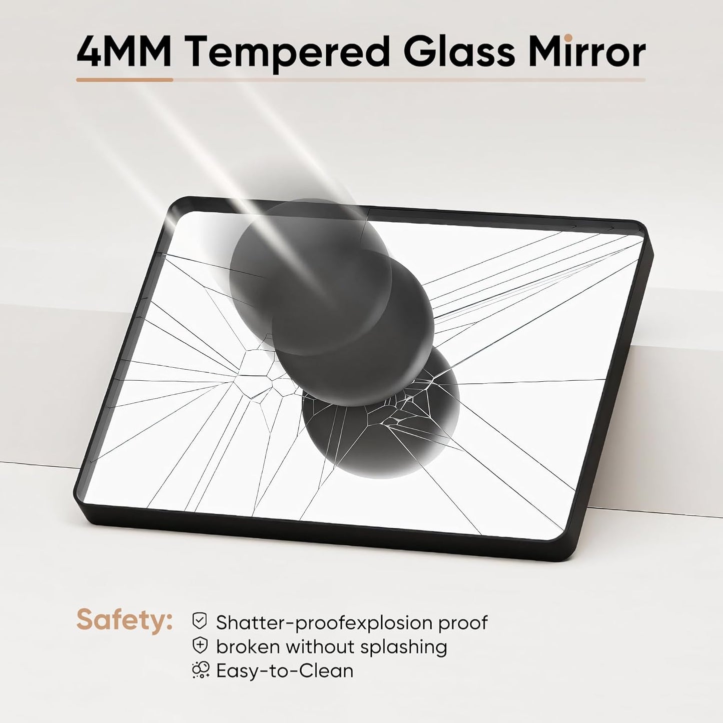 Sweetcrispy 24 Inch Round Wall Mirror with Tempered Glass, Bathroom Mirror Over Sink, Anti-Fog & Waterproof Round Mirror for Bathroom, Entryway, Bedroom, Shatterproof Design, Black