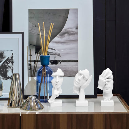 3 Pcs Thinker Statue,Modern Home Resin Sculptures,Collectible Figurines for Home Office Bookshelf Desktop Decor(Black)