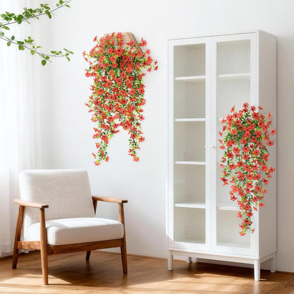 INQCMY Artificial Fake Hanging Flowers Plants for Outdoor Summer Decoration,2 PCS Faux Silk Daisy with Eucalyptus Leaves,UV Resistant Look Real for Outside Home Planter Porch Patio Balcony Yard Decor