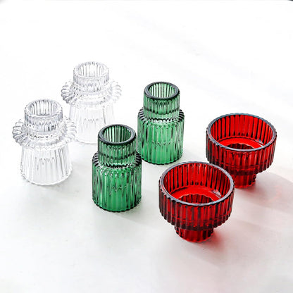 Brown Candlestick Holders 12PCS Ribbed Glass Taper Candle Holders Set for Tealight Candlestick Candles, Table Centerpieces for Thanksgiving Christmas Farmhouse Decor Indoor and Outdoor