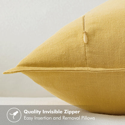 MIULEE Decorative Linen Euro Sham Pillow Covers 26x26 Cream White Boho Farmhouse Neutral Couch Throw Pillows for Bed Pack of 2 Accent Modern Pillowcase Sofa Livingroom Home Decor