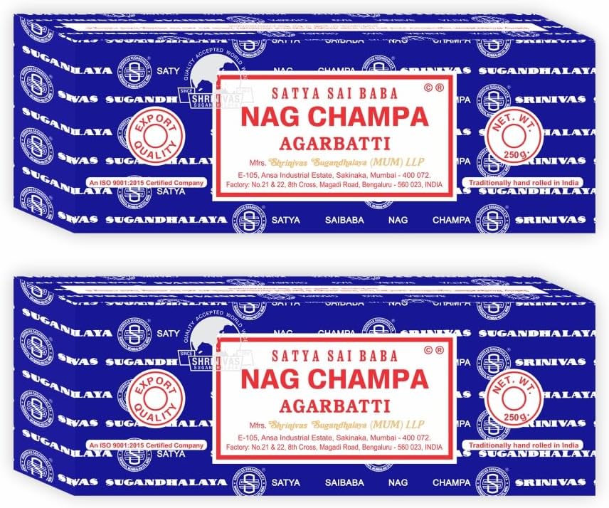 Satya Sai Baba Nag Champa Agarbatti, 250gms Hand Rolled Fine Quality Incense Sticks for Purification, Relaxation, Positivity, Yoga, Meditation
