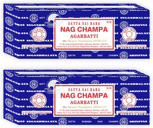 Satya Sai Baba Nag Champa Agarbatti, 250gms Hand Rolled Fine Quality Incense Sticks for Purification, Relaxation, Positivity, Yoga, Meditation