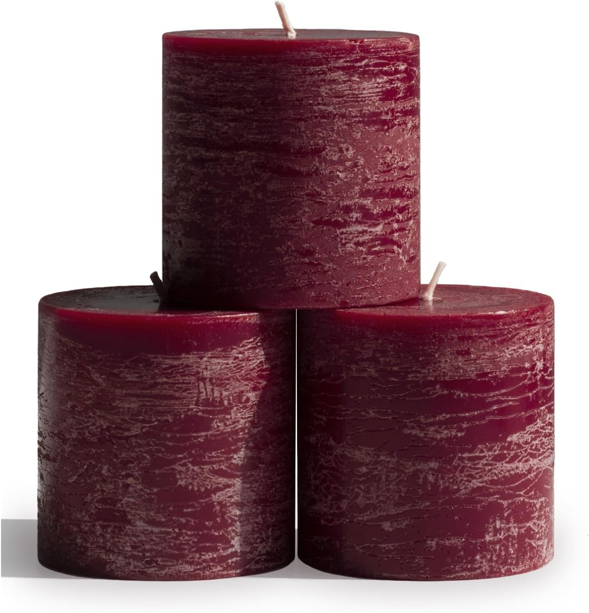 CANDWAX 3x4 inch Pillar Candles Set of 3 – Unscented Dripless Rustic Dark Blue Candles for Room Decor, Weddings, Centerpieces