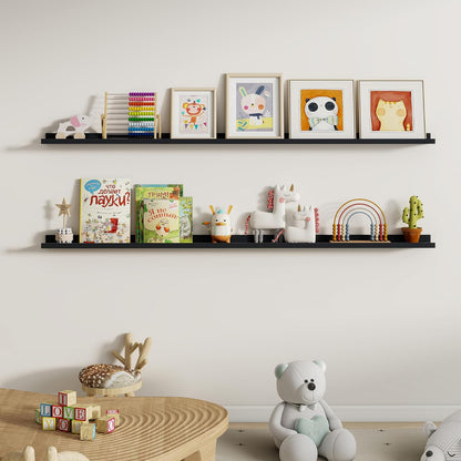 Dreamland Picture Ledge Shelf for Wall, Floating Shelves Set of 2, 48 Inch Long Floating Shelves with Lip for Living Room, Bedroom, Bathroom, Kitchen, White
