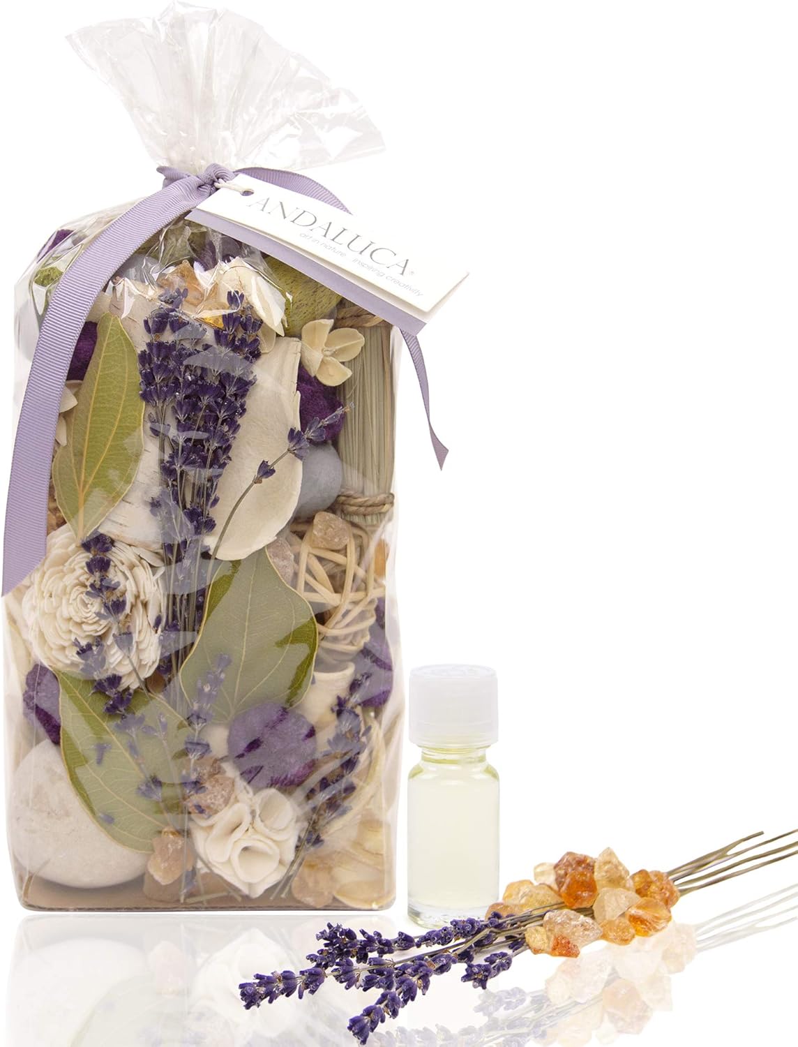 ANDALUCA Secrets of Spring Scented Potpourri | Made in California | Large 20 oz Bag + Fragrance Vial | Notes of Citron, Jasmine and Soft Woods | Floral Spring Home Fragrance