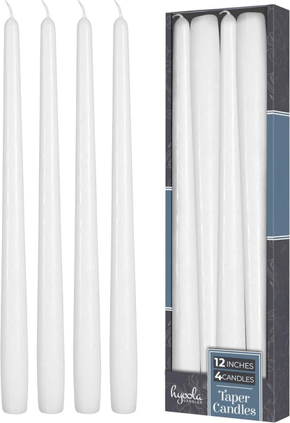 Hyoola Tall Taper Candles - 10 Inch Metallic Gold Unscented Dripless Taper Candles - 8 Hour Burn Time - 4 Pack