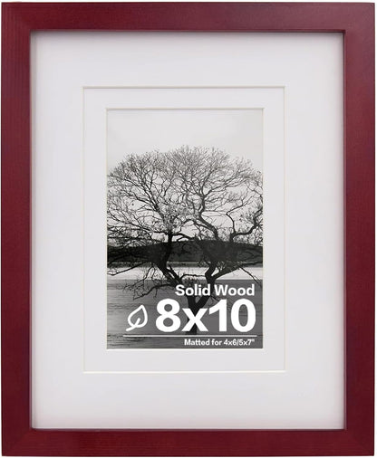 Egofine 12x16 Picture Frame Black, Covered by Plexiglass Made of Solid Wood, Display Pictures 9x12 and 11x14 with Mat or 12x16 Without Mat, for Wall Mounting Photo Frame - Colors A