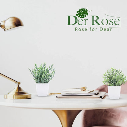 Der Rose 2 Pack Fake Plants Mini Artificial Greenery Potted Plants for Home Decor Indoor Office Table Room Farmhouse