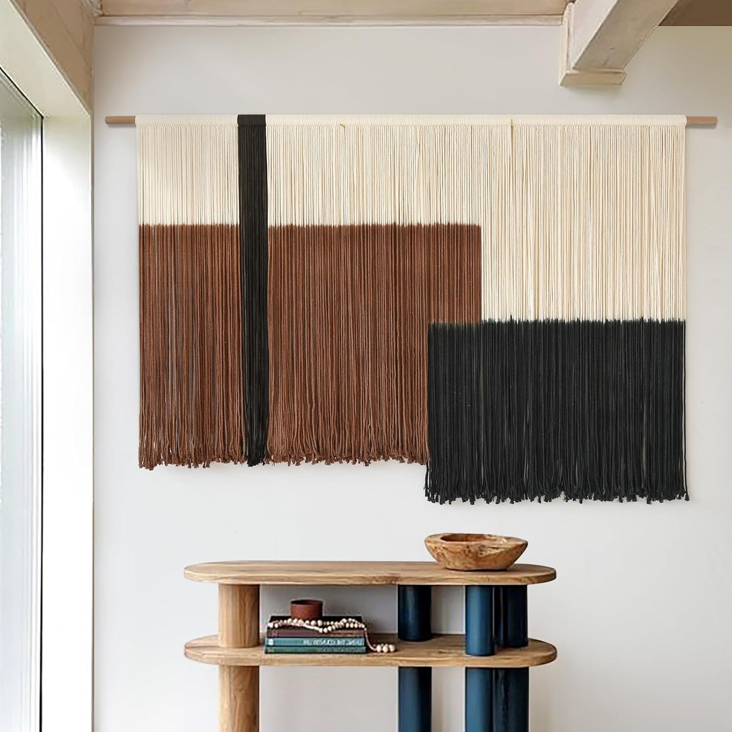 Flber Macrame Wall Hanging Macrame Wall Decor Large-Scale Tie-Dye Tapestry Living Home Room Wall Decor 57" Wx 35" L