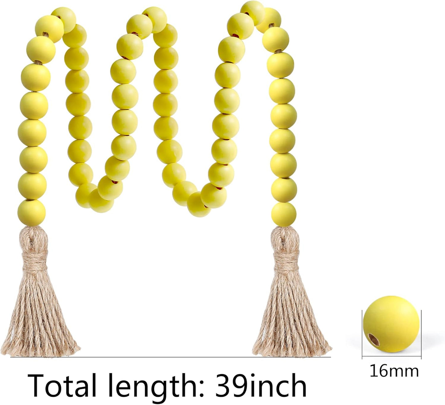 Meplait 39in Wood Bead Garland Farmhouse with Tassels,Versatile Prayer Beads Boho Chic Wall Hanging Home Decor (Black)