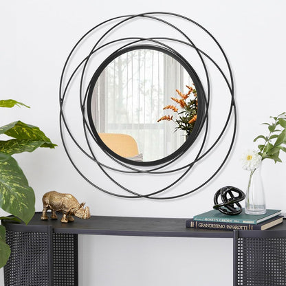 Gold Sunburst Mirrors for Wall Decorative Metal Round Art Mirrors Large Wall Decor Hanging Mirror for Bathroom Bedroom Living Room Vanity Entryway 16"
