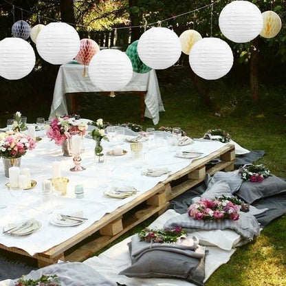 BEISHIDA 10Pcs White Paper Lanterns Decorative Chinese/Japanese Hanging Round Paper Lanterns Lamp for Birthday, Wedding, Christmas, Bridal, Home Decor, Party Decoration(Size of 4”, 6”, 8”, 10”)