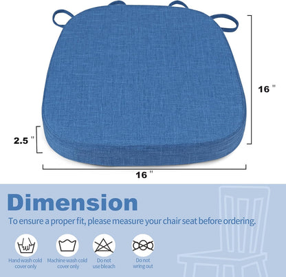 BUYUE Thickened 2.5" Friendly Woven Fabric Dining Chair Cushion, U-Shape High Density Foam Comfortable Chair Pad for Kitchen, Slip Resistant Indoor Seat Cushion (1 Piece, Dark Gray)