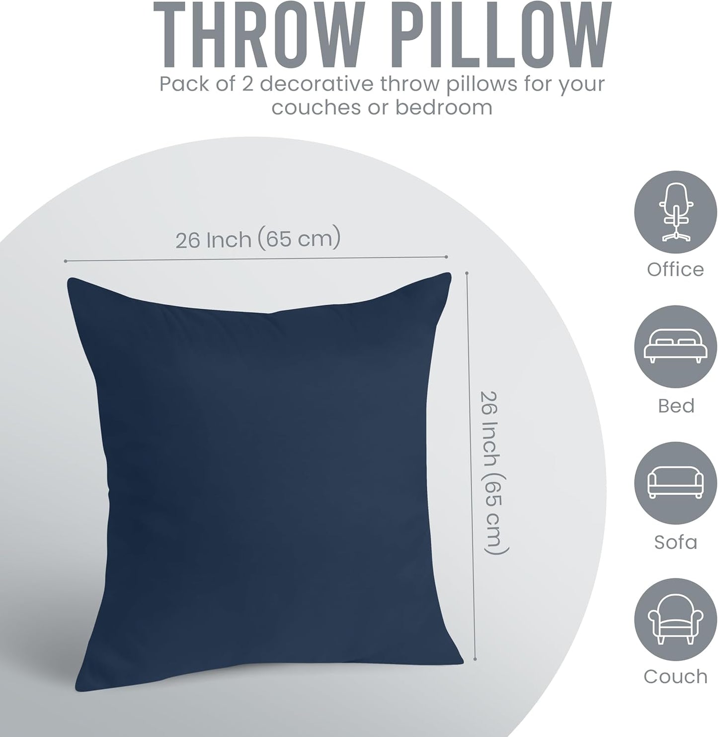 Utopia Bedding 18x18 Pillow Inserts, Set of 2, White – Indoor Decorative Throw Pillows for Bed, Sofa & Couch – Soft, Supportive & Fluffy Cushion Inserts