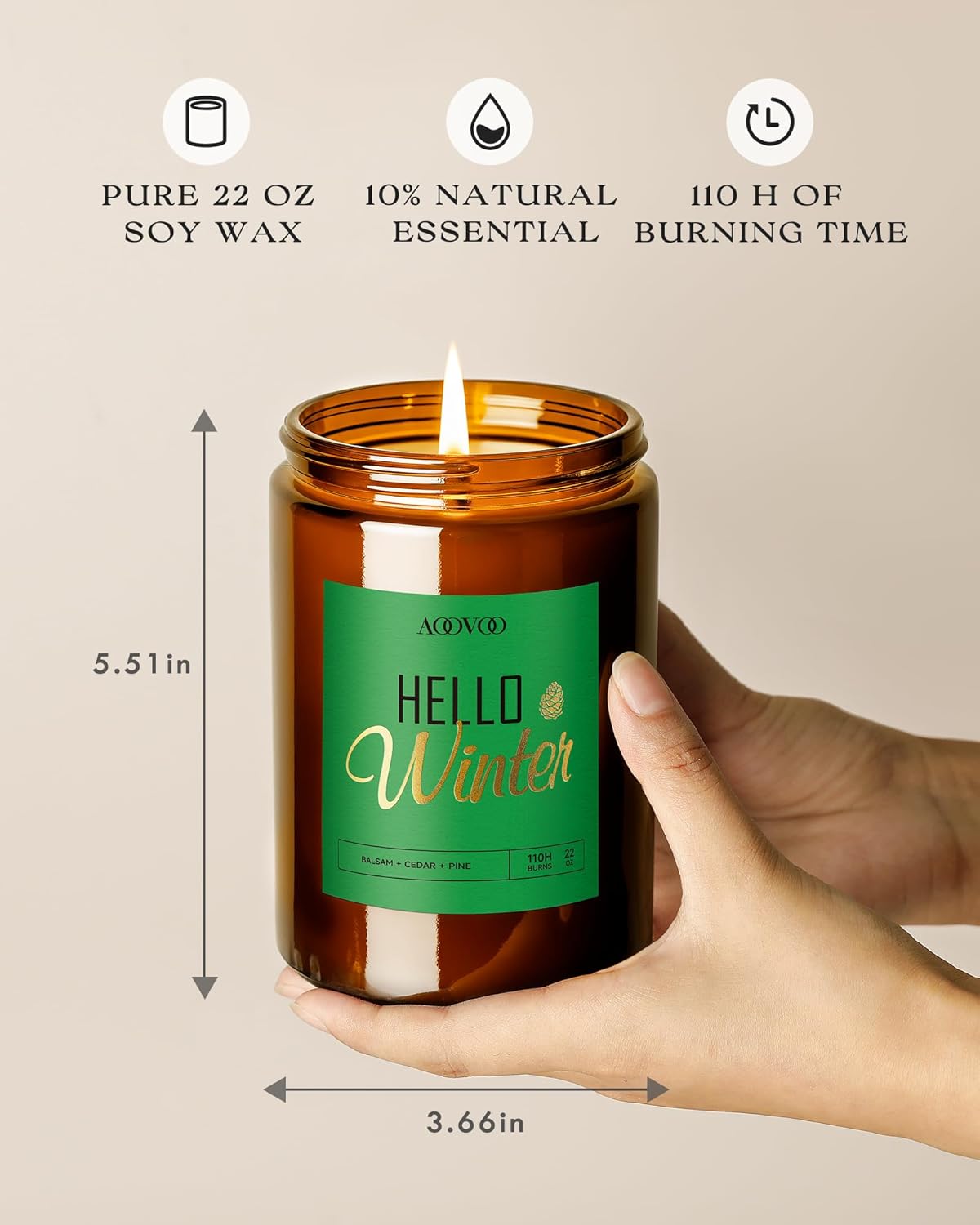 AOOVOO Coconut Vanilla Candles - 9 oz Scented Candles, Aromatherapy Candle, Soy Candle for Home Scented