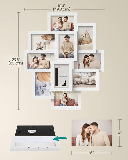 SONGMICS 4x6 Collage Picture Frames, 10-Pack Photo Collage Frame for Wall Decor, Glass Front, Assembly Required, Ink Black URPF20BK