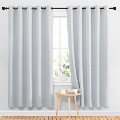 NICETOWN Halloween Pitch Black Solid Thermal Insulated Grommet Blackout Curtains/Drapes for Bedroom Window (2 Panels, 42 inches Wide by 63 inches Long, Black) - Colors D