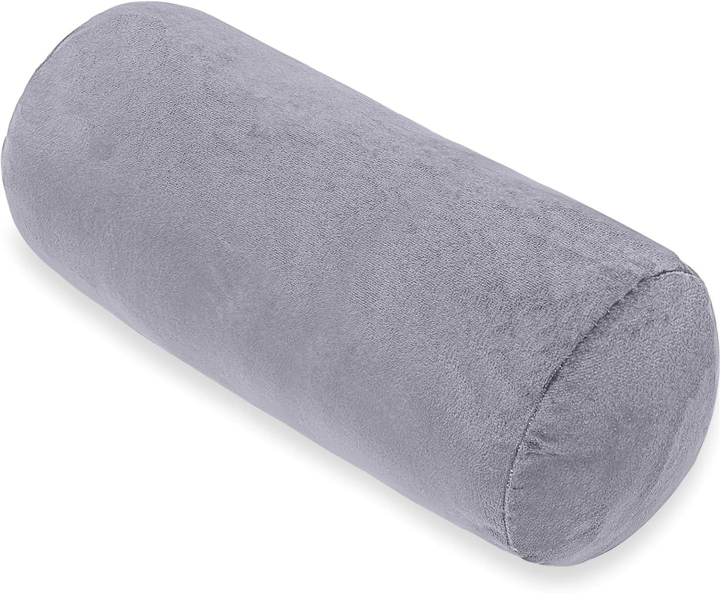 1 MIDDLE ONE Round Cylinder Bolster Pillow with Removable Velvet Cover, Tube Roll Cervical Pillow for Head, Neck, Back and Legs Support, 13" x 6", Grey