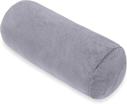 1 MIDDLE ONE Round Cylinder Bolster Pillow with Removable Velvet Cover, Tube Roll Cervical Pillow for Head, Neck, Back and Legs Support, 13" x 6", Grey