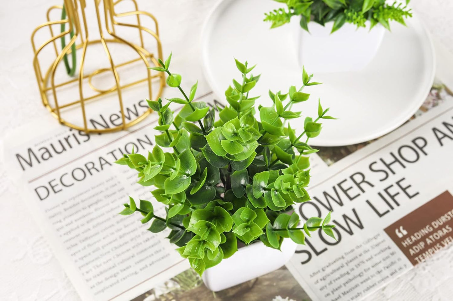 Der Rose 4 Pack Fake Plants Mini Artificial Greenery Potted Plants for Home Decor Indoor Office Table Room Farmhouse Bathroom Decor