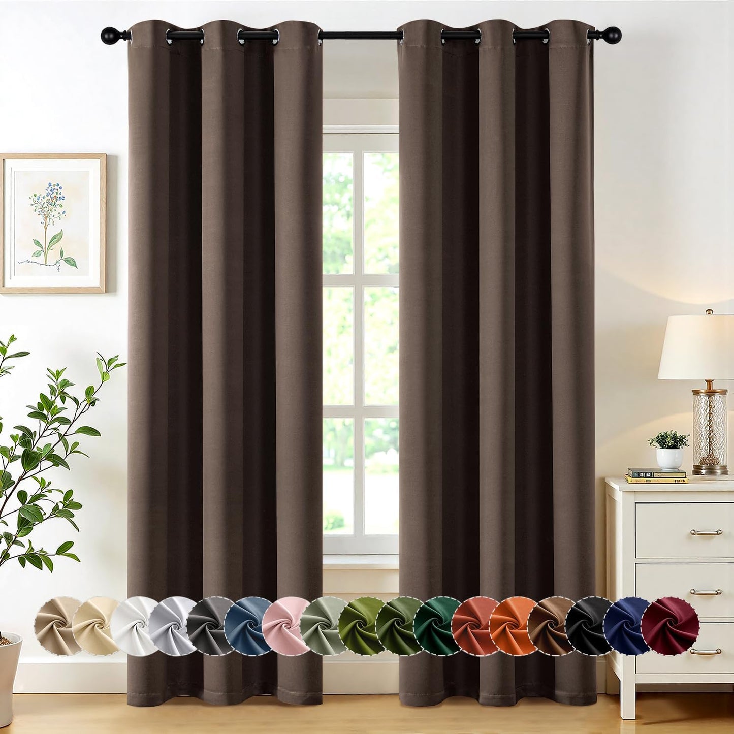 MIULEE Blackout Curtains for Bedroom Living Room 2 Panels, Thermal Insulated Room Darkening Drapes Grommet Noise Reducing Light Blocking Window Treatments 63 Inches Long 40x63 Inch Black - Colors B