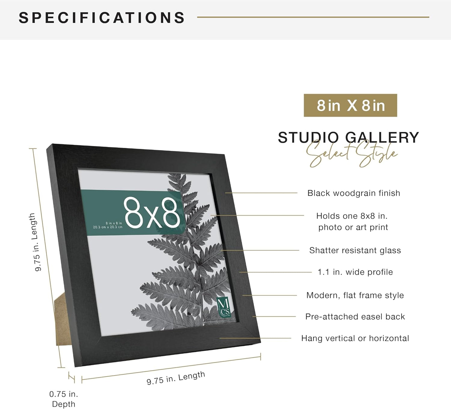 MCS Studio Gallery 16x24 Poster Frame Black Woodgrain Engineered Wood, Vertical & Horizontal Wall Hanging Large Picture Frame for Photos, Posters & Art Prints (1-Pack)