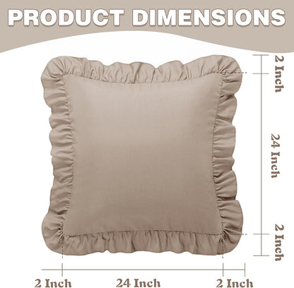 KKJIAF Ruffle Pillow Cases 26x26 Inches, White Square Ruffled Pillow Covers Set of 2, Microfiber Wrinkle Resistant Pillow Shams with Envelope Closure for Sofa Bed Living Room