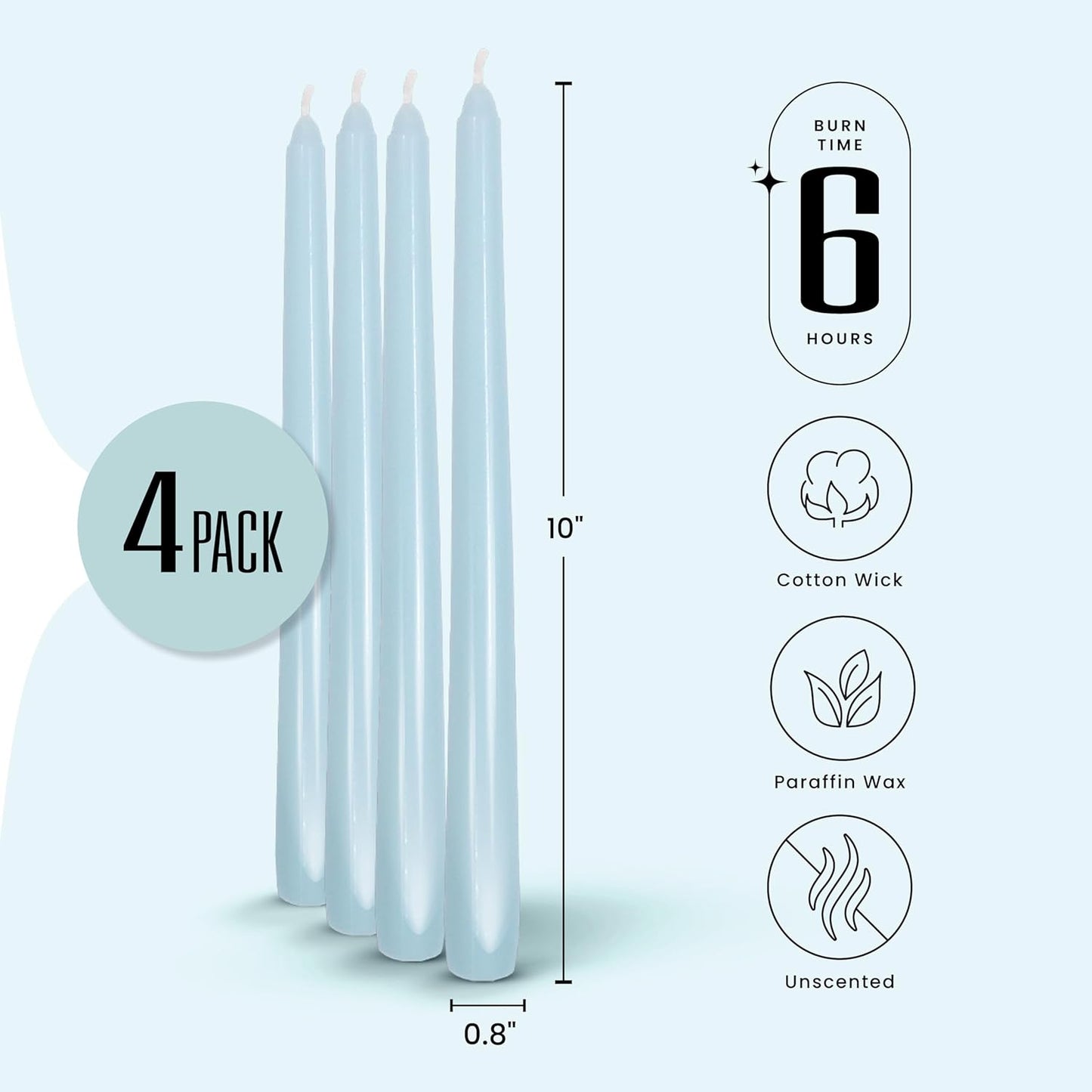 Leor & Lair Ivory Taper Candles - 4 Pack 10" Ivory Candlesticks - Unscented Cream Candle Sticks for Home Decoration, Holiday Tables, Weddings, Restaurants & Business Events