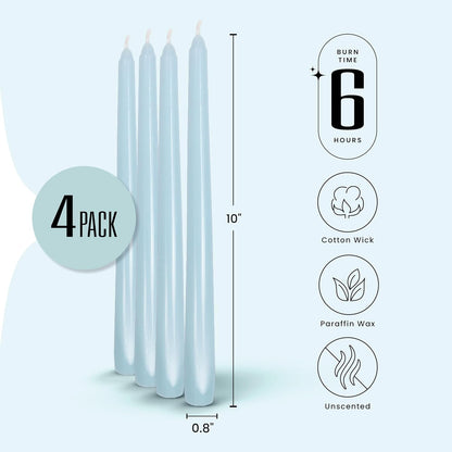 Leor & Lair Ivory Taper Candles - 4 Pack 10" Ivory Candlesticks - Unscented Cream Candle Sticks for Home Decoration, Holiday Tables, Weddings, Restaurants & Business Events