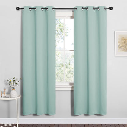 NICETOWN Halloween Pitch Black Solid Thermal Insulated Grommet Blackout Curtains/Drapes for Bedroom Window (2 Panels, 42 inches Wide by 63 inches Long, Black) - Colors A