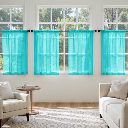 MIULEE White Sheer Curtains 84 Inches Long, 4 Panels Set, Light Filtering Rod Pocket Voile Drapes for Living Room and Bedroom, Airy Soft Fabric Window Treatments, 42 x 84 Inches