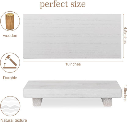 zoocatia Small Wood Tray Pedestal Stand Farmhouse Bathroom Decor Decorative Wooden Riser Kitchen Soap Dish Holder for Vanity, Counter, Sink, Brown