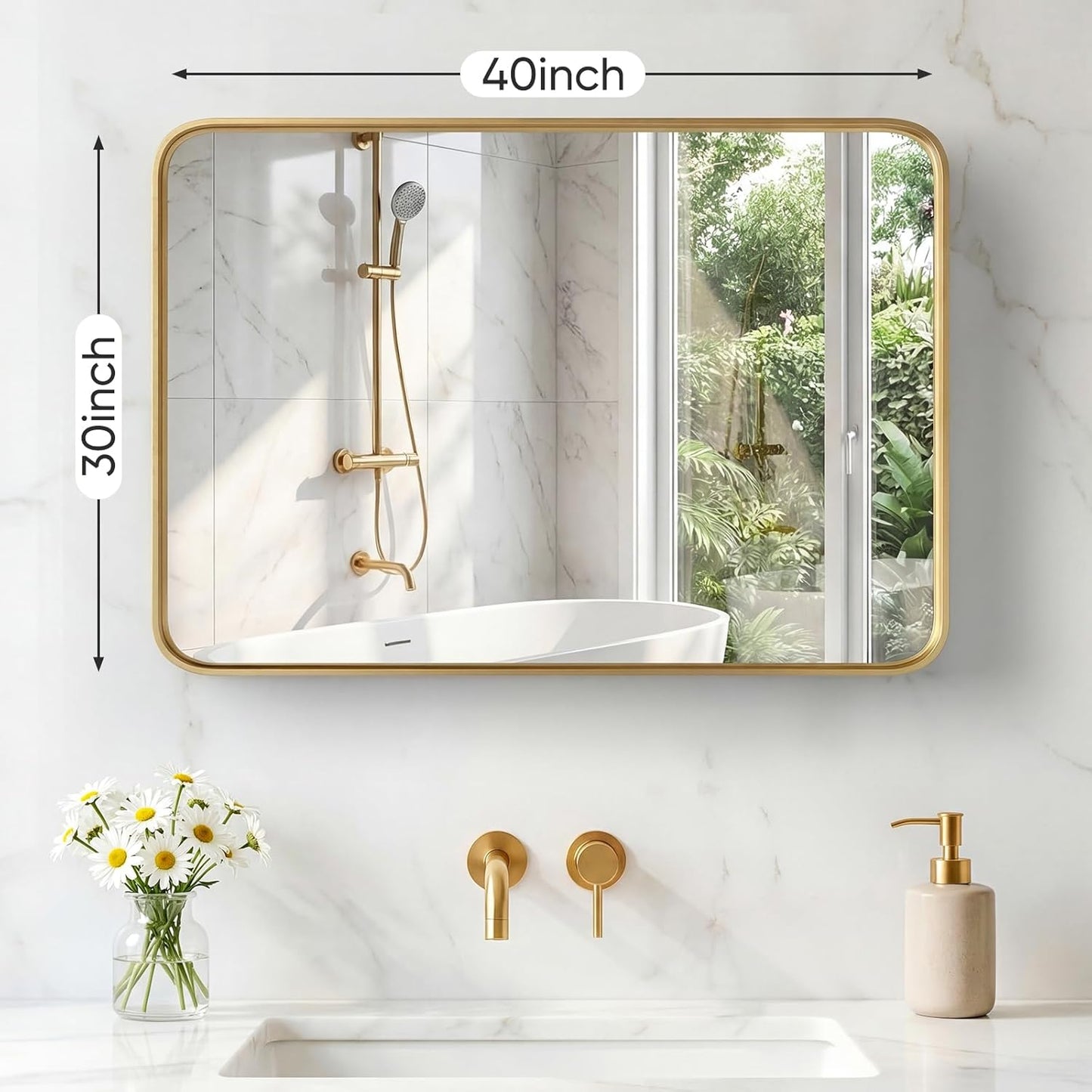 NEWBULIG Gold Round Wall Mirror 36 Inch, Bathroom Mirrors for Over Sink, Wall Decor for Bathroom, Entryway, Bedroom, Vanity