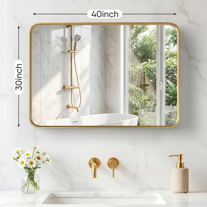 NEWBULIG Gold Round Wall Mirror 36 Inch, Bathroom Mirrors for Over Sink, Wall Decor for Bathroom, Entryway, Bedroom, Vanity