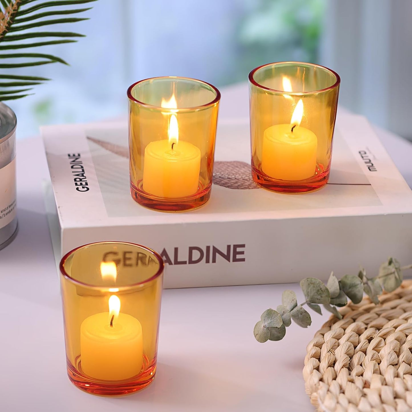 LETINE Gold Votive Candle Holders Set of 36 - Speckled Mercury Gold Glass Candle Holder Bulk - Ideal Spring Summer Decor for Wedding Centerpiece Table，Valentine's Day Decorations Indoor