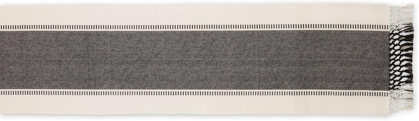 DII Dobby Stripe Woven Table Runner, 13x72-inch, French Blue