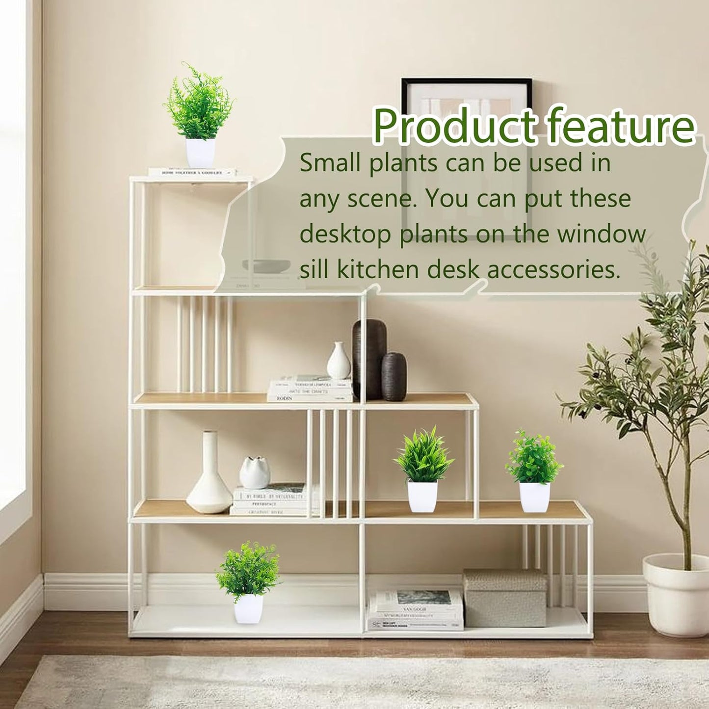 GREENTIME 4 Pack Fake Plants in Black Pot Mini Artificial Eucalyptus Potted Plant Small Faux Grass Greenery Potted for Indoor Home Office Farmhouse Bathroom Table Decoration