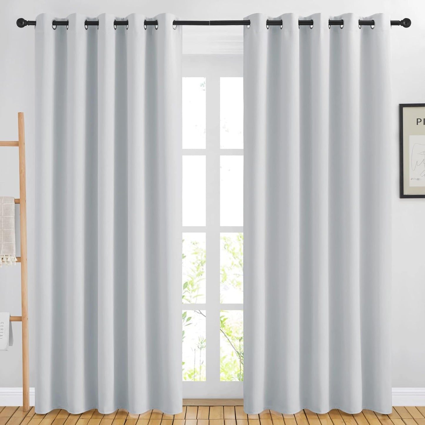 NICETOWN Halloween Pitch Black Solid Thermal Insulated Grommet Blackout Curtains/Drapes for Bedroom Window (2 Panels, 42 inches Wide by 63 inches Long, Black) - Colors D